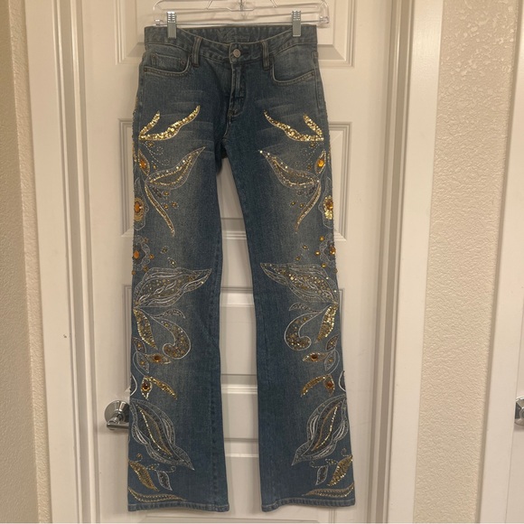 Bebe Vintage Y2K Low Rise Embellished Flare Jeans, Women’s Size 27 - Picture 1 of 10